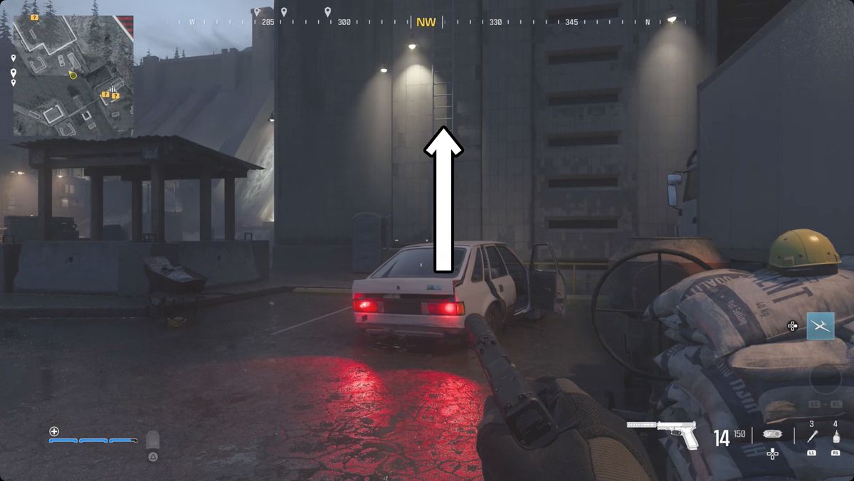 Call of Duty: Modern Warfare 3 screenshot with the Silenced M16 location marked.