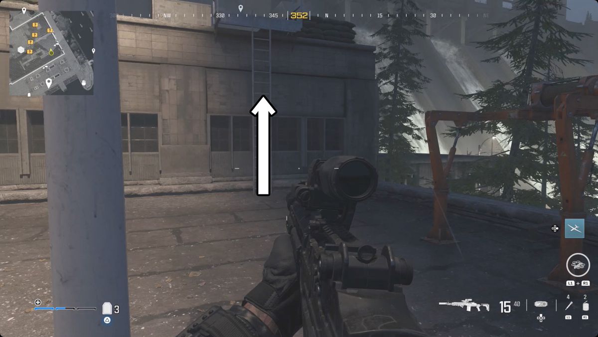 Call of Duty: Modern Warfare 3 screenshot with the Heartbeat Sensor location marked.