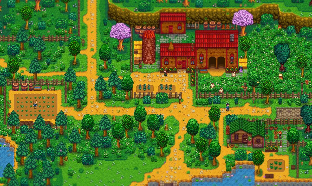 Marnie’s farm and extra farming area, portrayed in Stardew Valley Expanded.