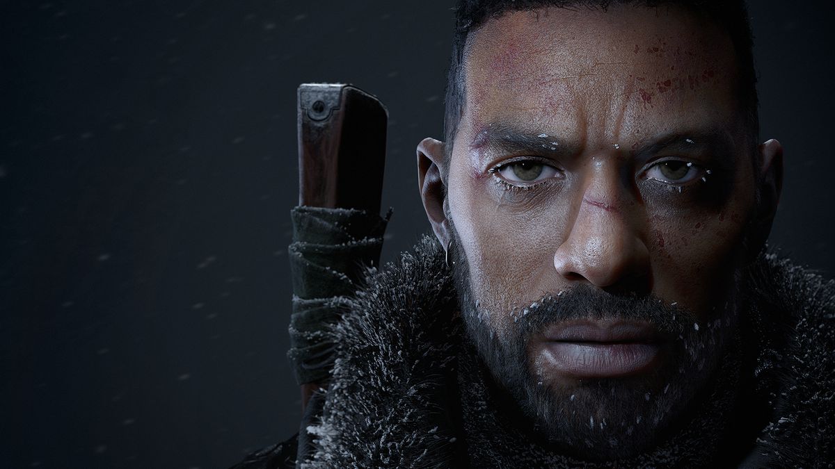 Artwork of The Day Before, showing a Black man in survival gear wearing winter clothing