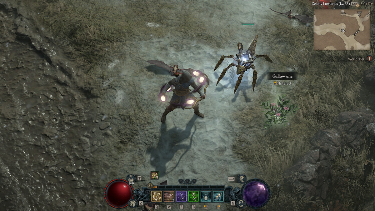 A Rogue stands next to a Gallowvine plant during Season 3 of Diablo 4 
