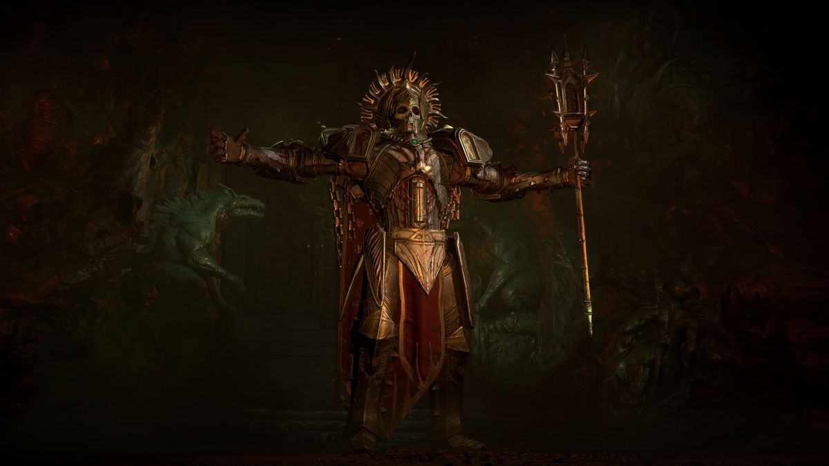Grigiore raises a staff in key art for Diablo 4 season 2.