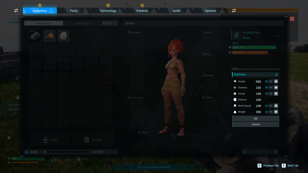 An in-game screenshot of the stat boosting screen in Palworld