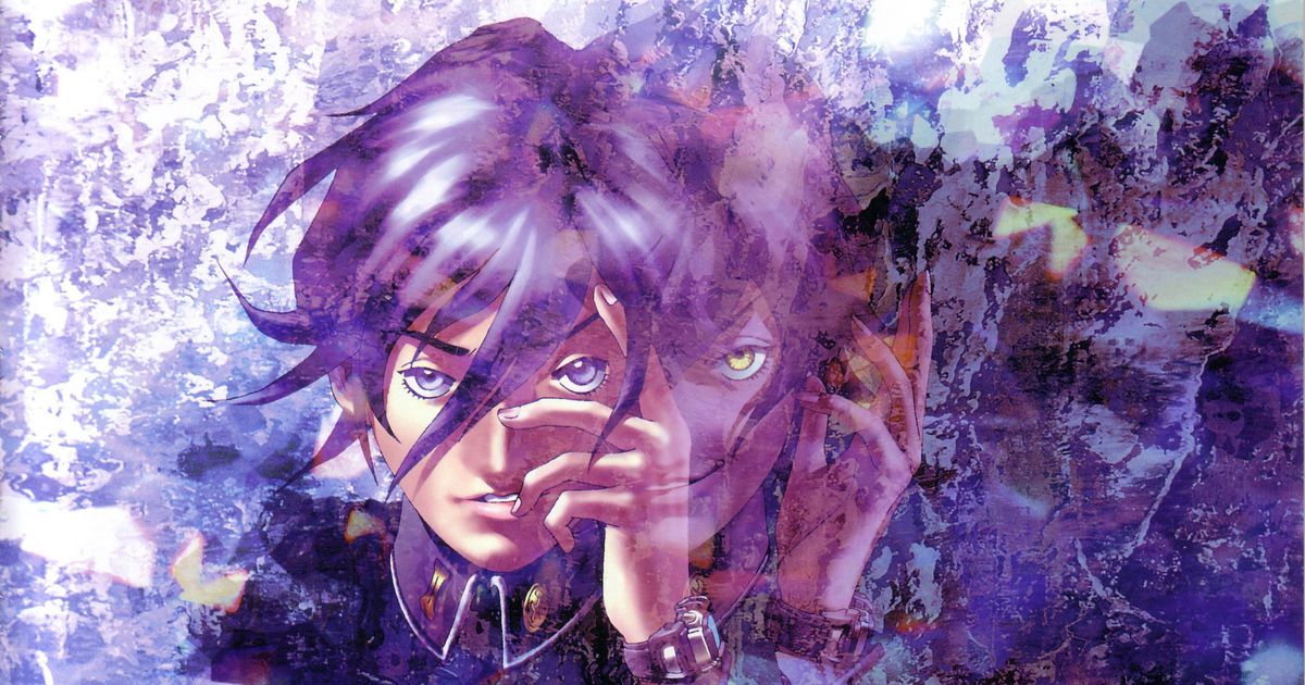 A stylized image from Revelations; Persona, which shows two layered images of the same character