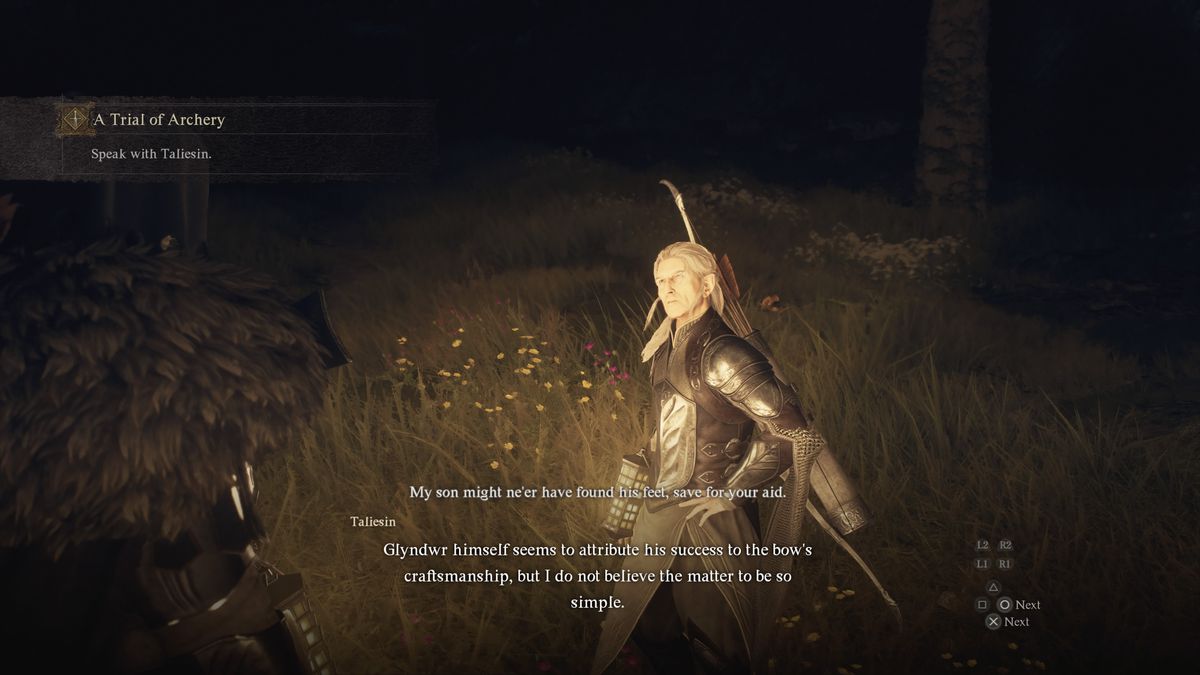 Taliesin, the Archer maister, speaks to the Arisen in Dragon’s Dogma 2