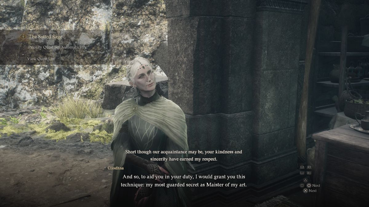 Cliodhna speaks to the Arisen in Dragon’s Dogma 2