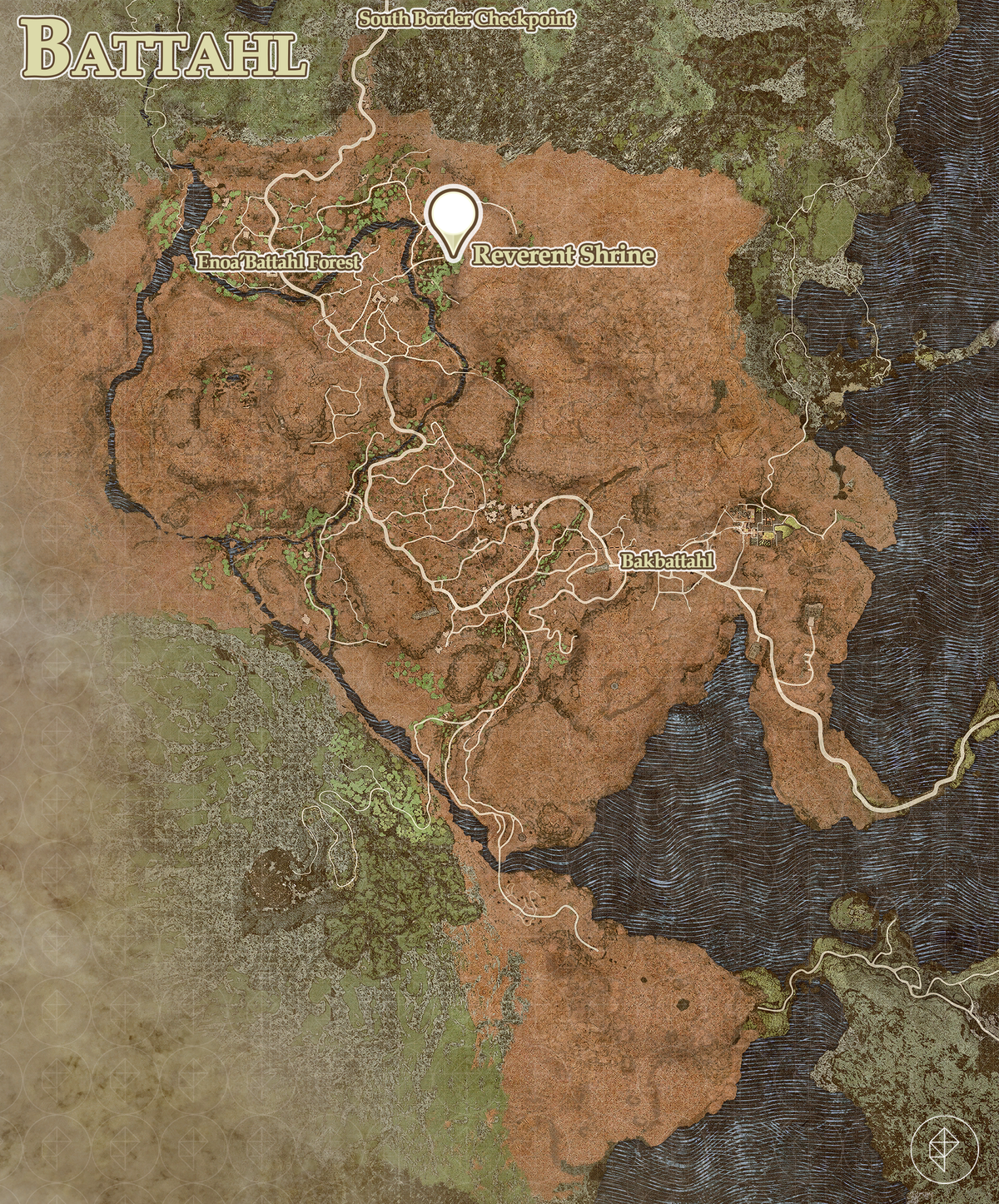 A map showing the location of the Reverent Shrine in Dragon’s Dogma 2