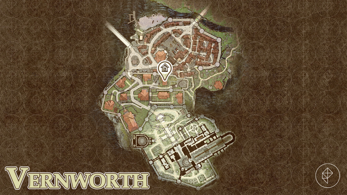 Dragon’s Dogma 2 map showing the location of the second house available in Vernworth
