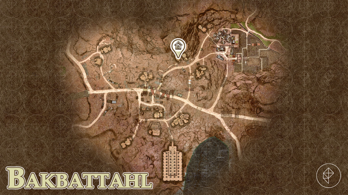 Dragon’s Dogma 2 map showing the location of the house in Bakbattahl