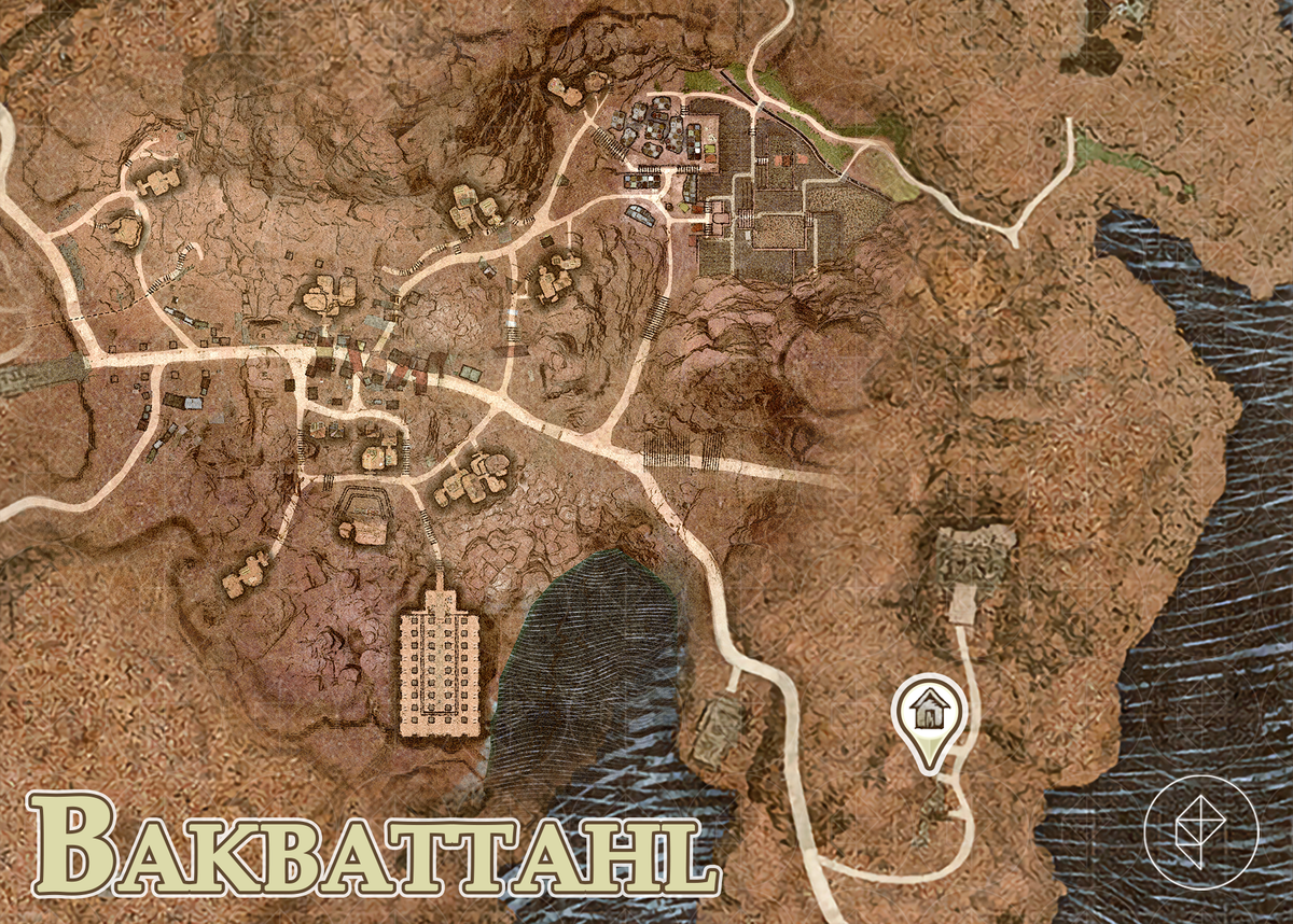 Dragon’s Dogma 2 map showing the second house for sale in Bakbattahl