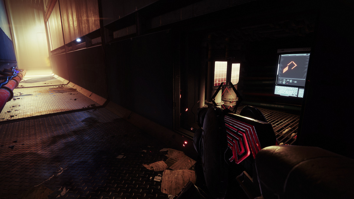 A guardian crouches by a SIVA terminal in Destiny 2