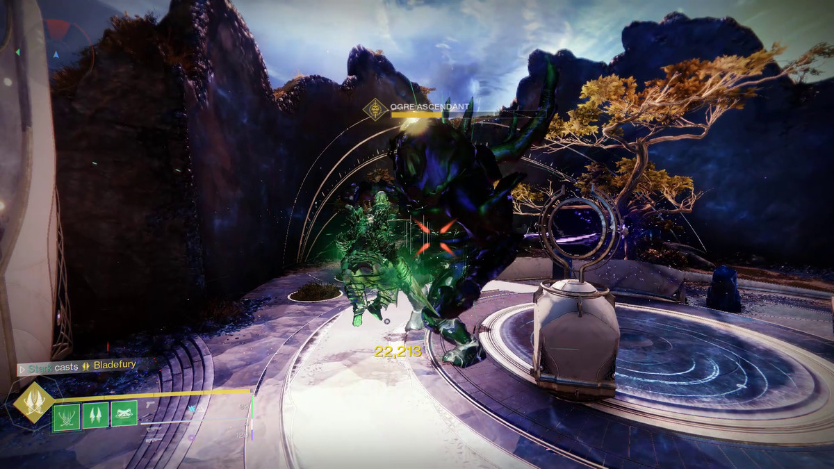 A Guardian battles a Taken Ogre in the Dreaming City