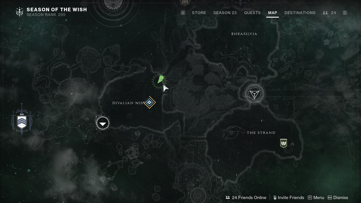 A map showing two Guardians in the Divalian Mists in Destiny 2