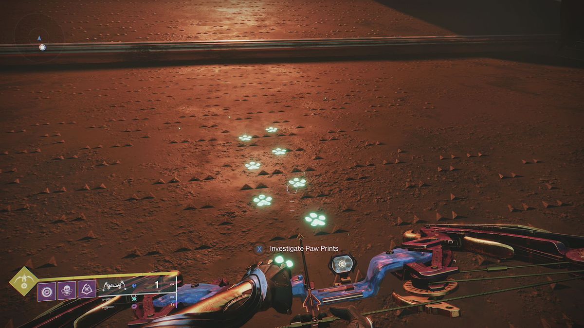 Paw prints on the ground in Destiny 2