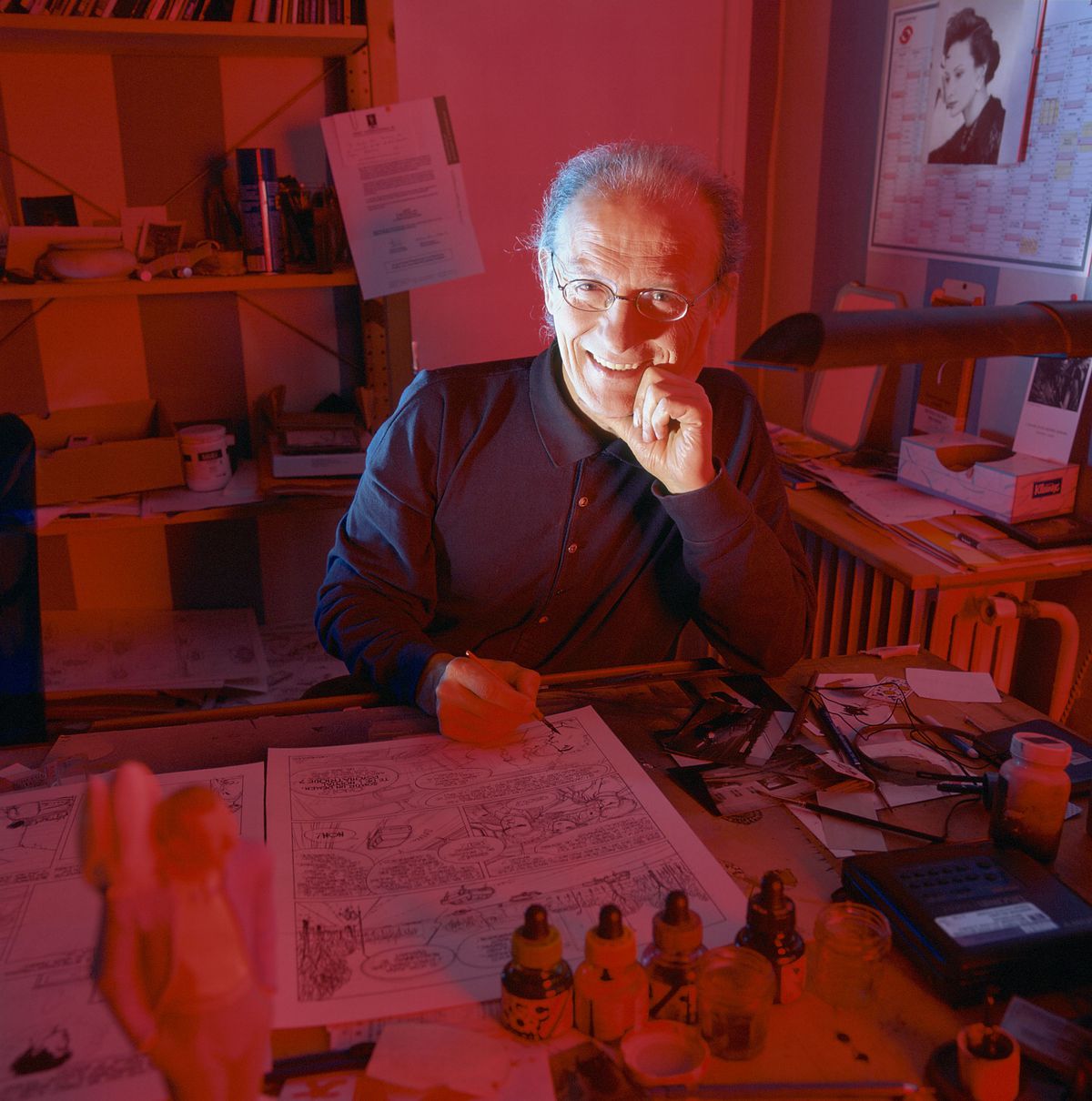 Jean Giraud posing in his studio