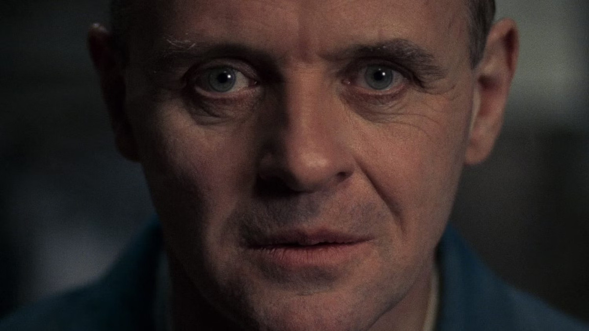 A close-up shot of Anthony Hopkins from The Silence of the Lambs