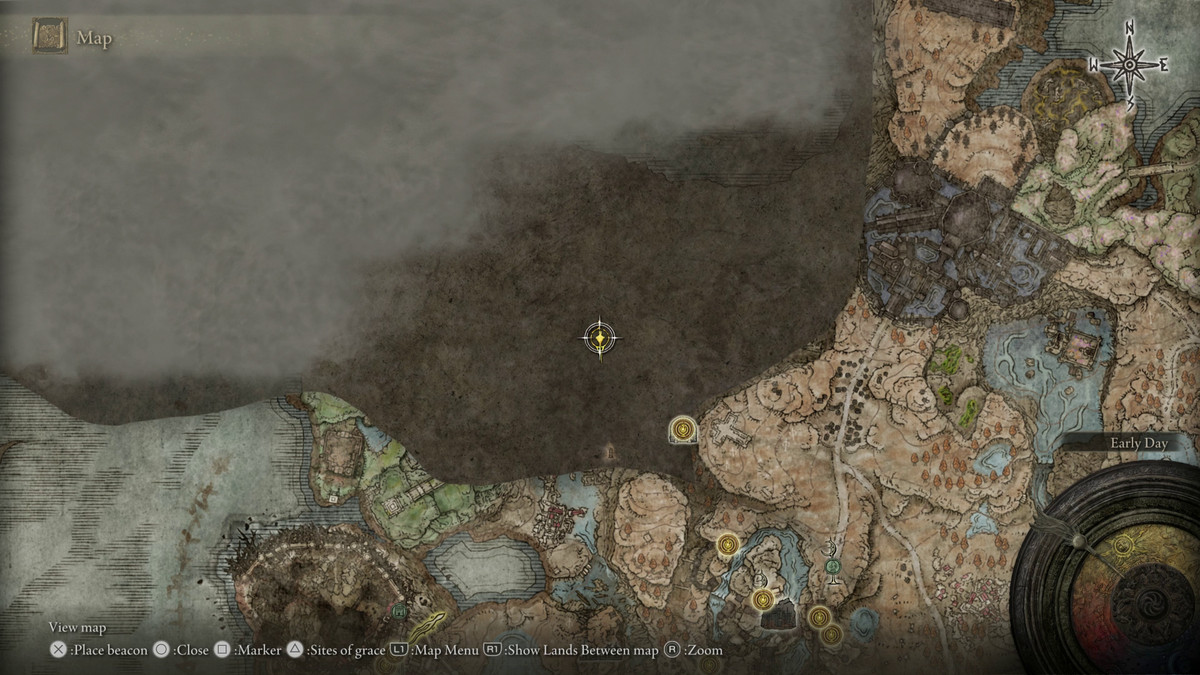 A map showing the location of armor in Elden Ring: Shadow of the Erdtree