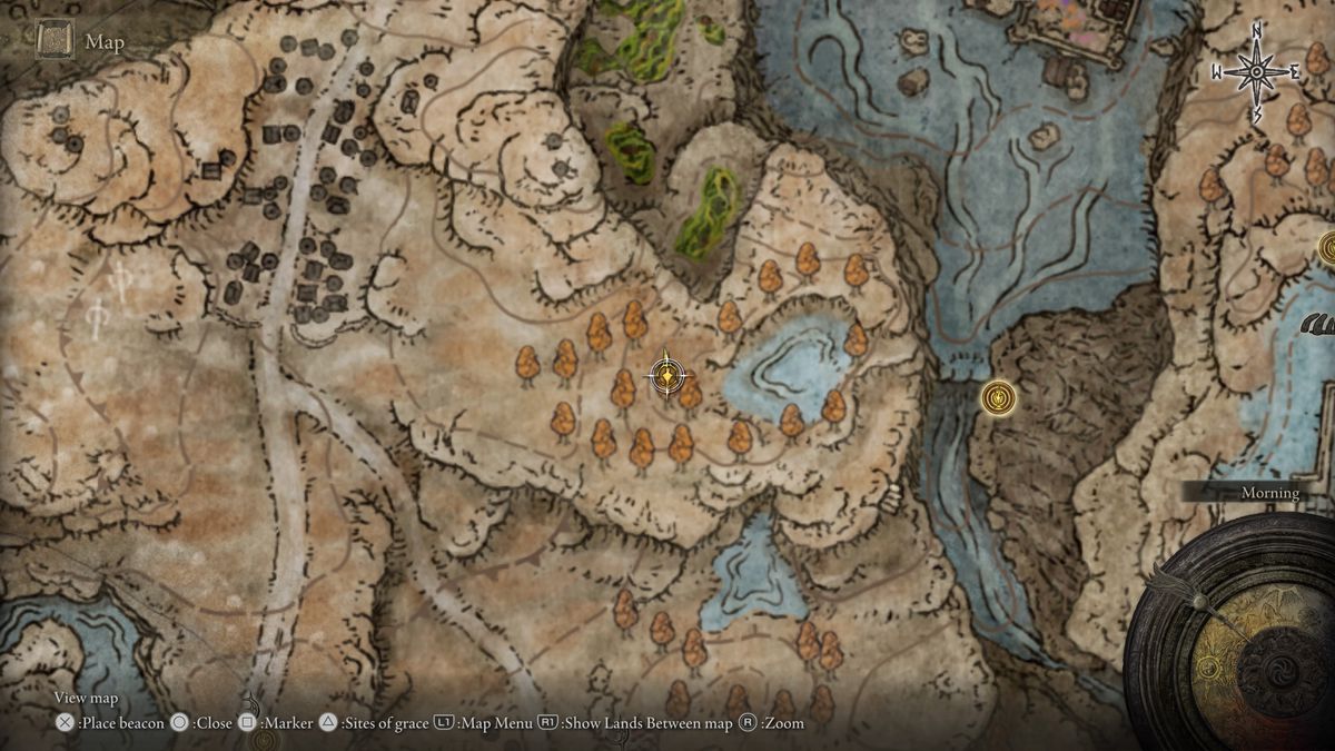 A map showing the location of armor in Elden Ring: Shadow of the Erdtree