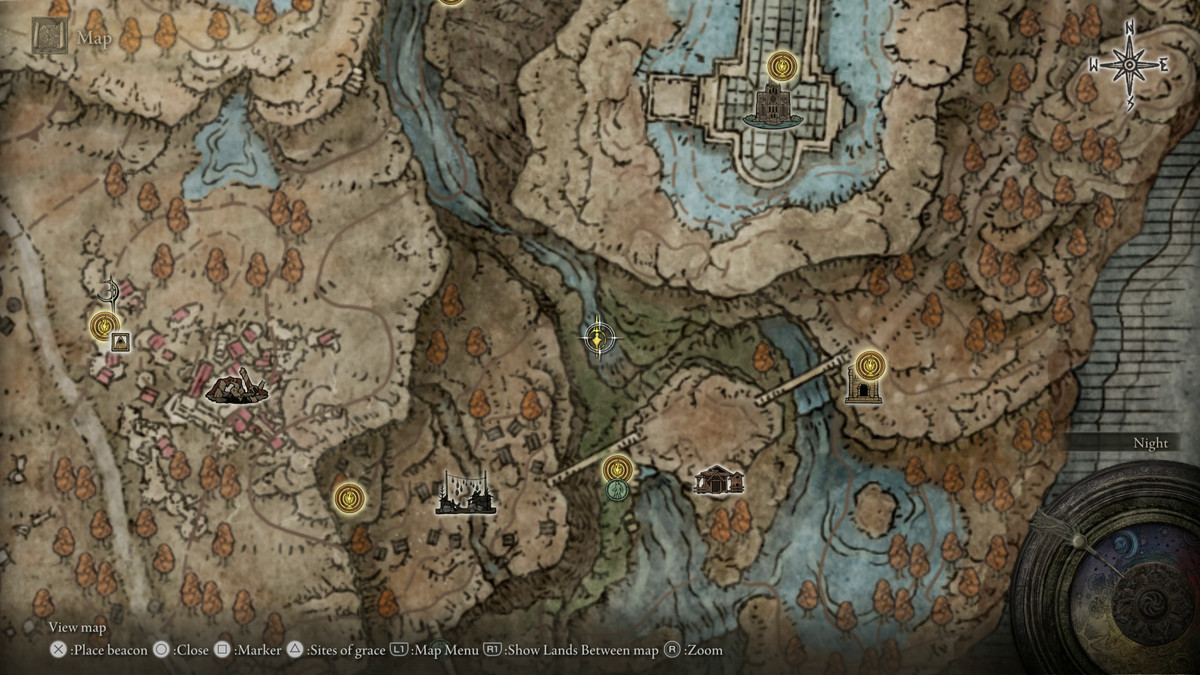 A map showing the location of armor in Elden Ring: Shadow of the Erdtree