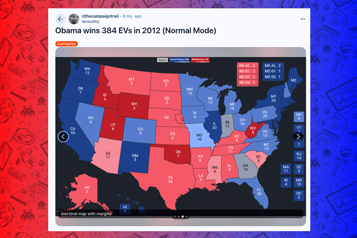 Obama wins 384 EVs in 2012 campaign trail results