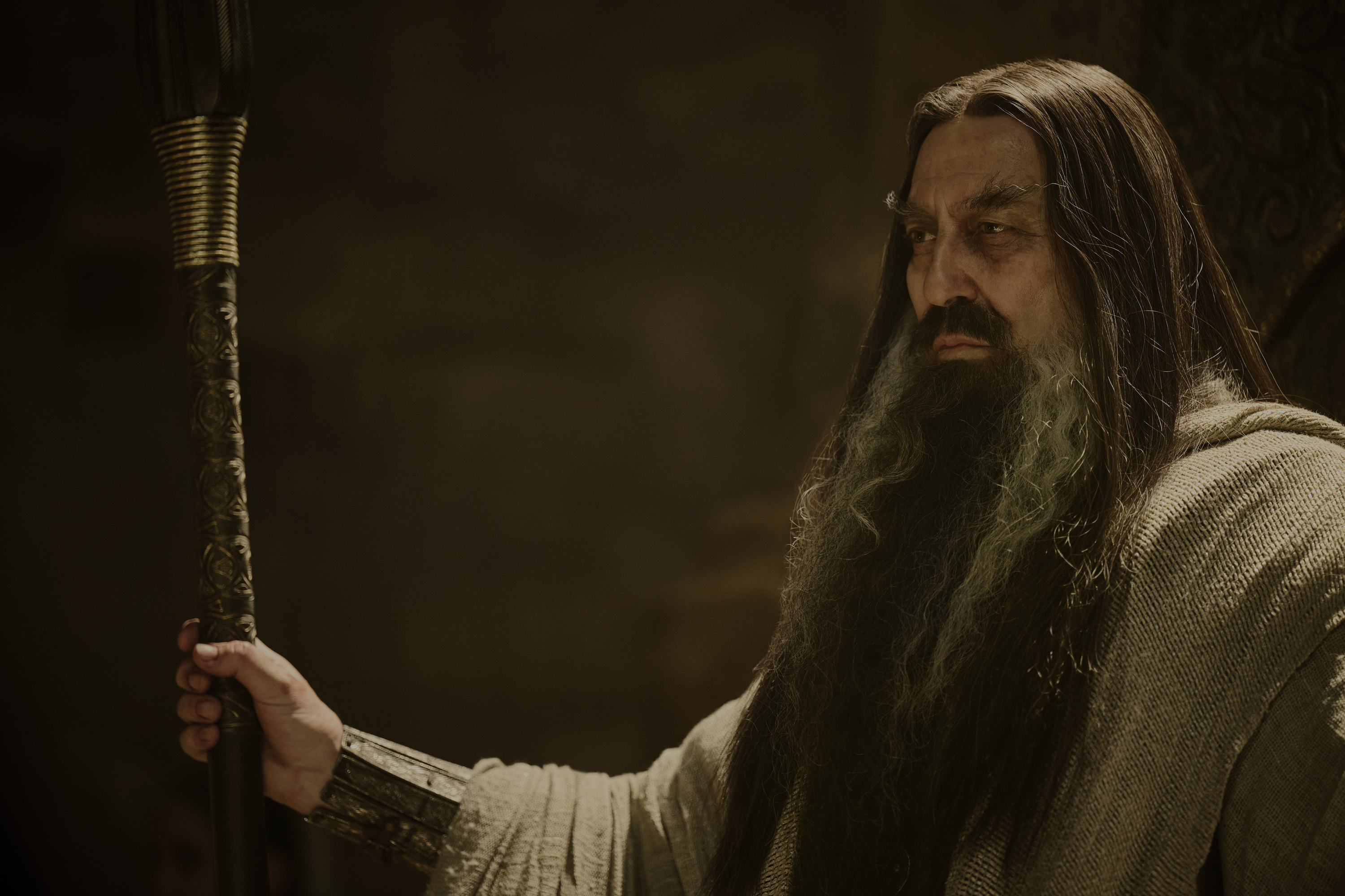 Ciarán Hinds as the "Dark Wizard" in The Lord of the Rings: The Rings of Power.