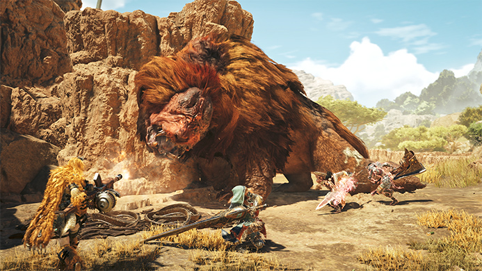 Fighting Doshaguma in Monster Hunter Wilds