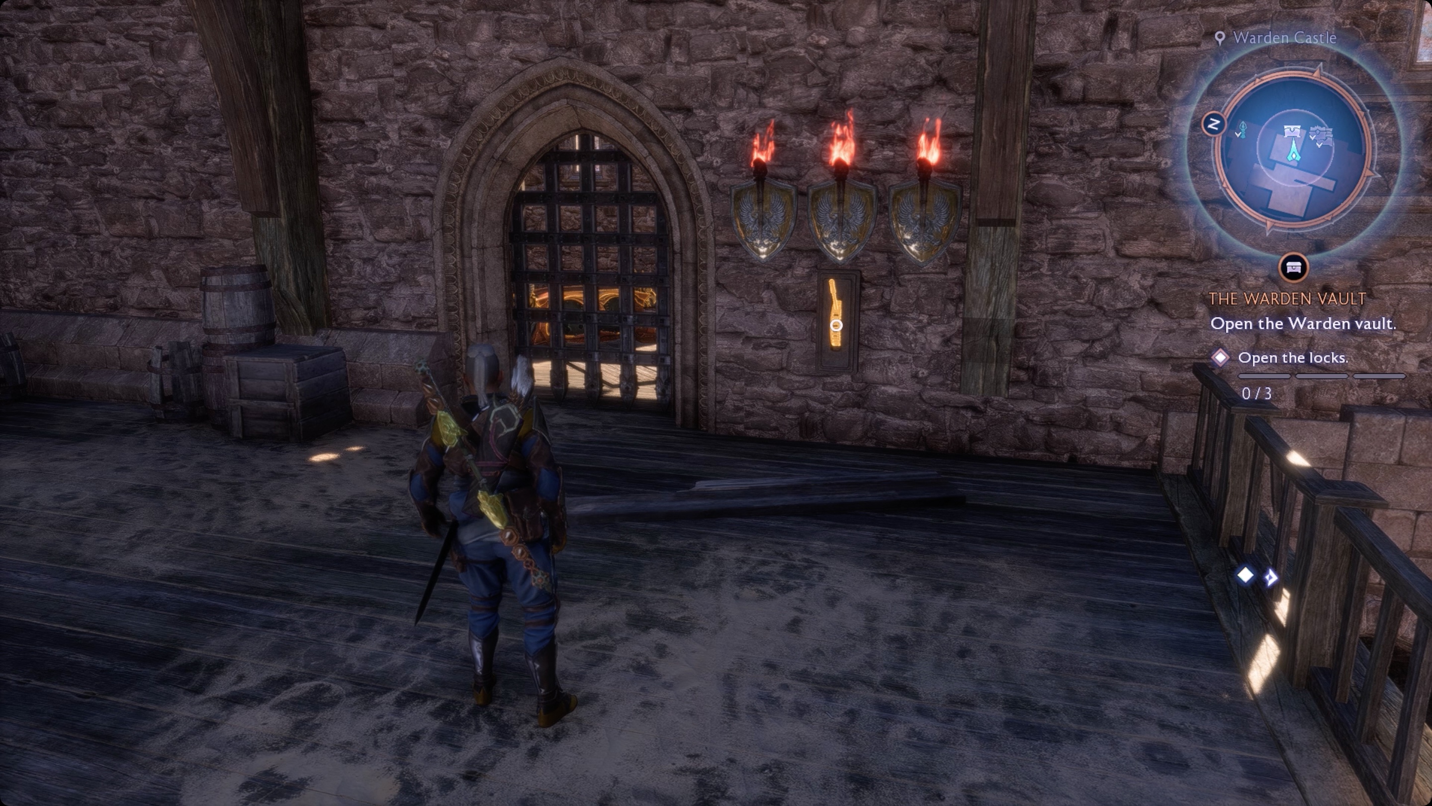 Rook stands near a gate during the Warden Vault in Dragon Age the Veilguard