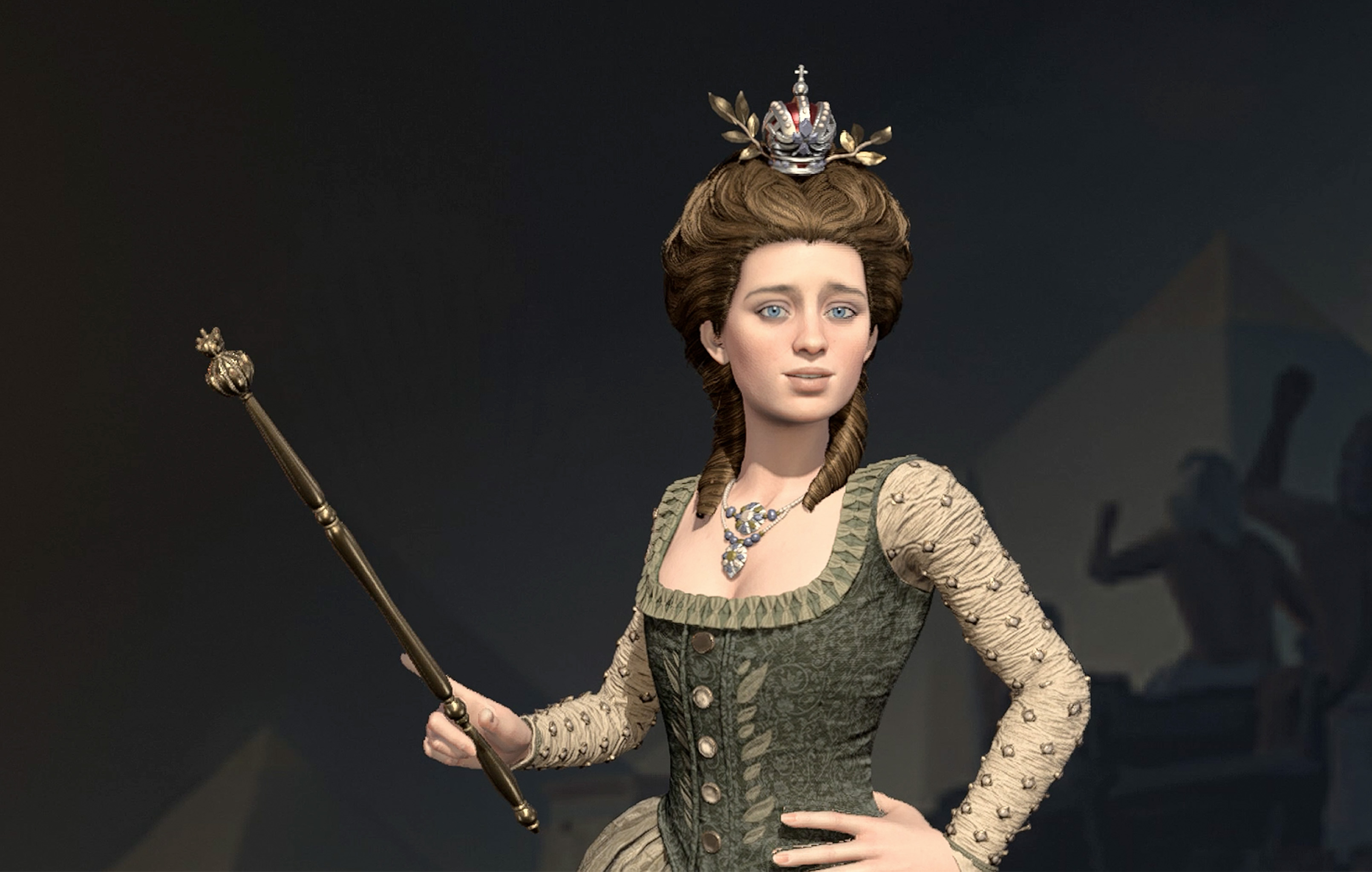 Catherine the Great holds a scepter as one of the leaders in the Civ 7 tier list