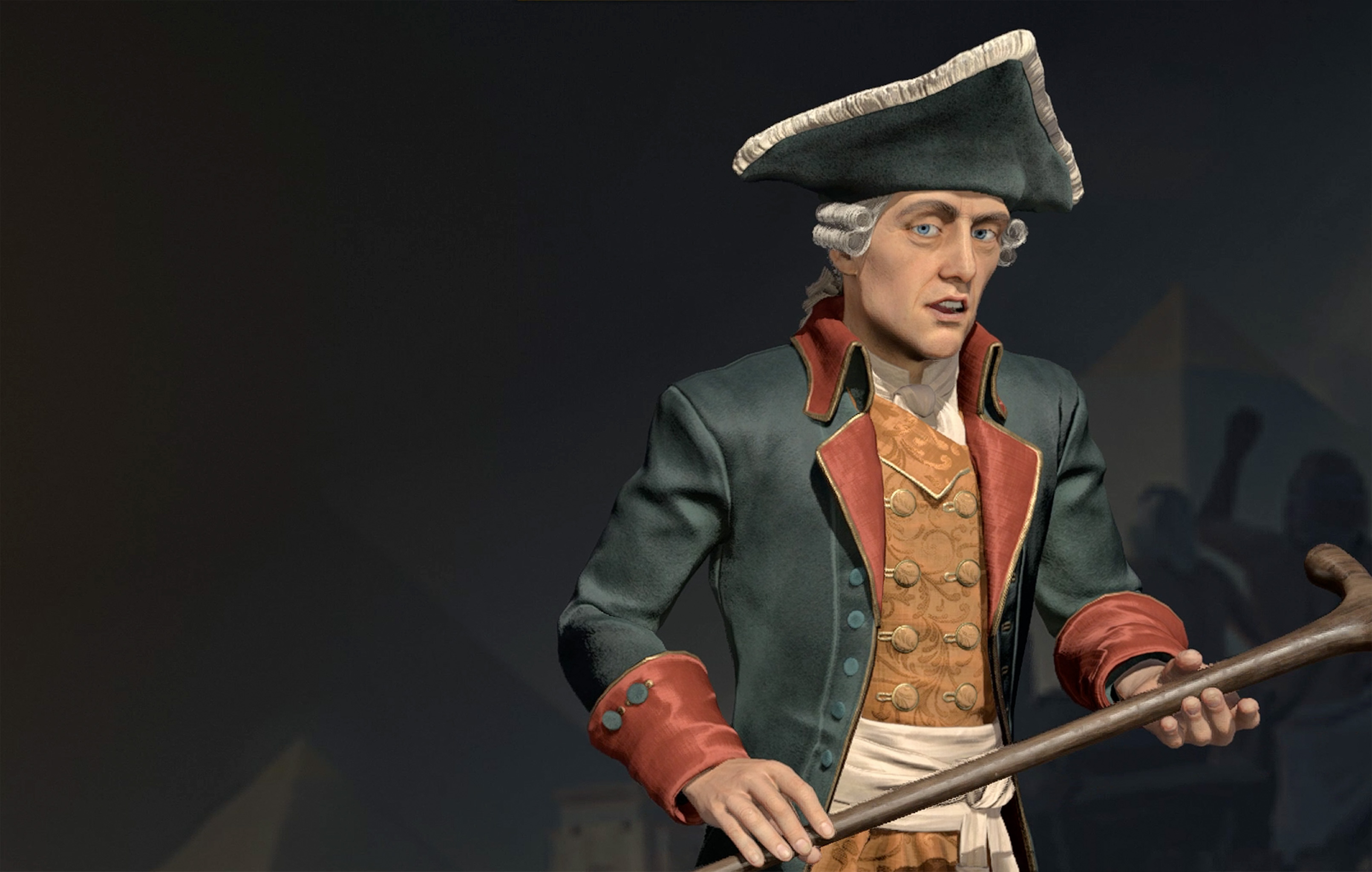 Friedrich holds a cane but in a different outfit as one of the worst leaders in the CIv 7 tier list