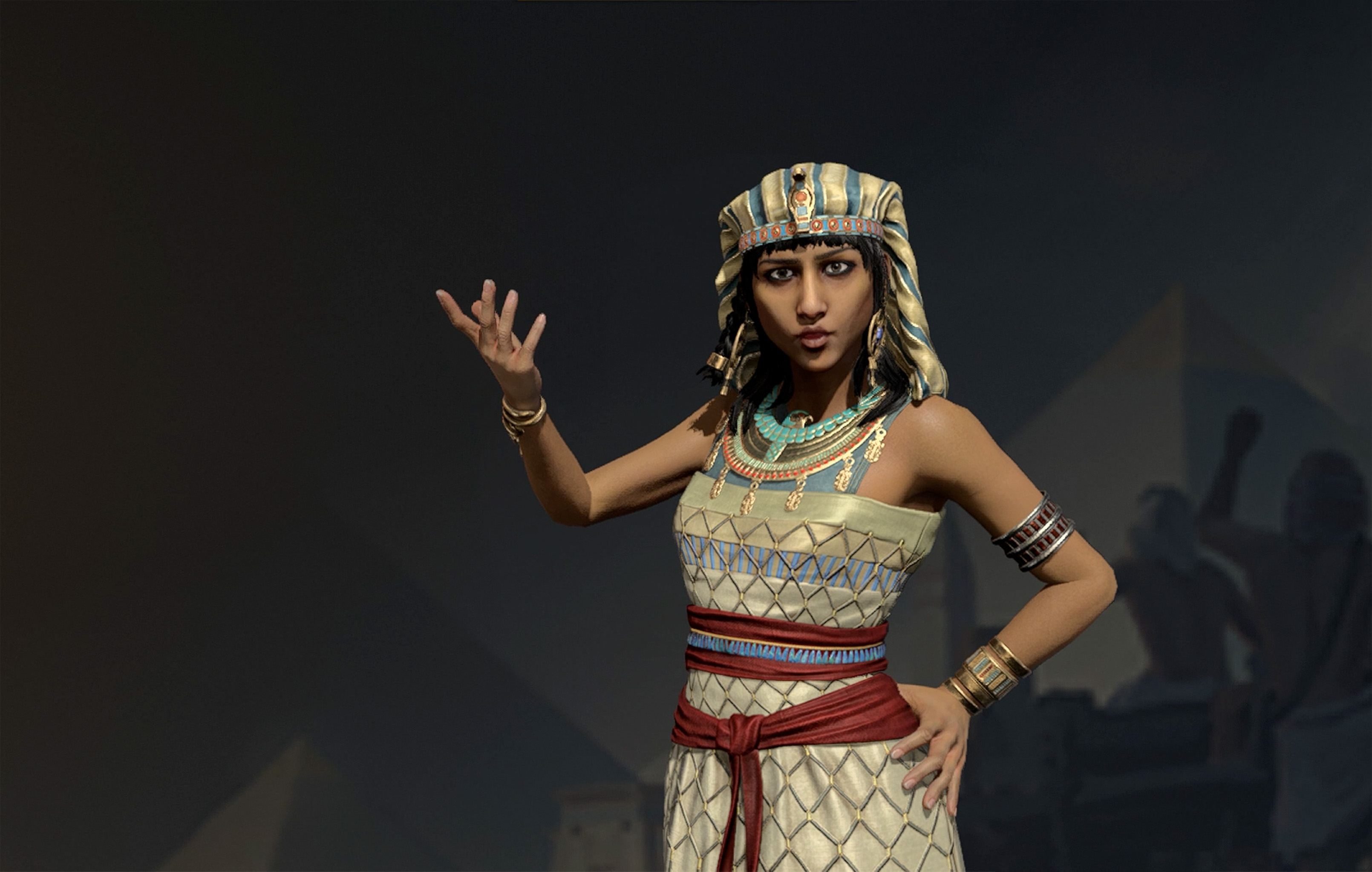 Hatshepsut raises a hand as one of the best leaders in the Civ 7 tier list