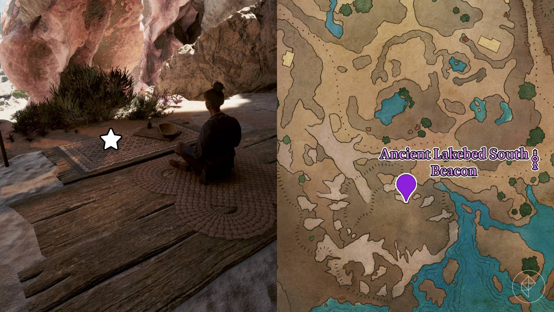 Location of the Ruby Eye, a piece of the Totem of Revelations, marked on the map of Shatterscarp in Avowed.