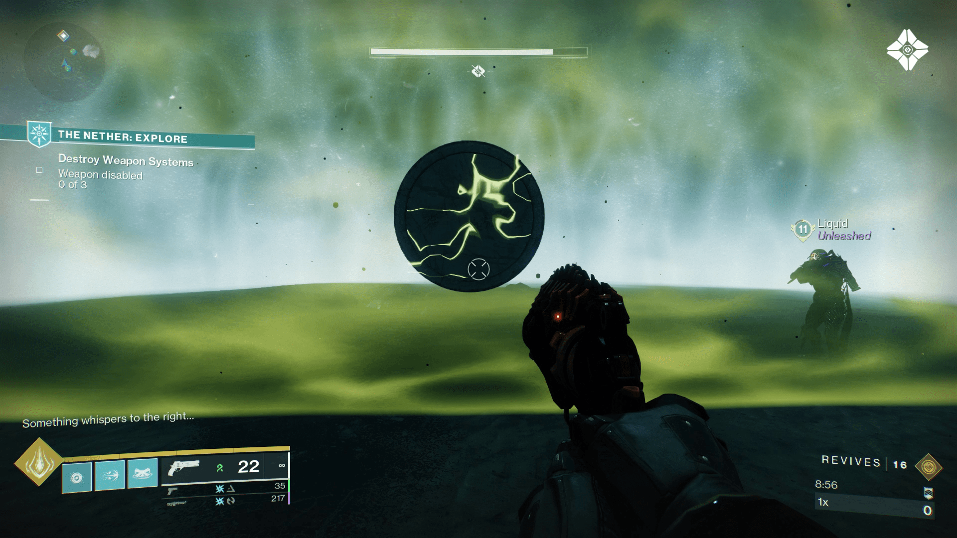 A Guardian interacts with a mysterious rune in Destiny 2