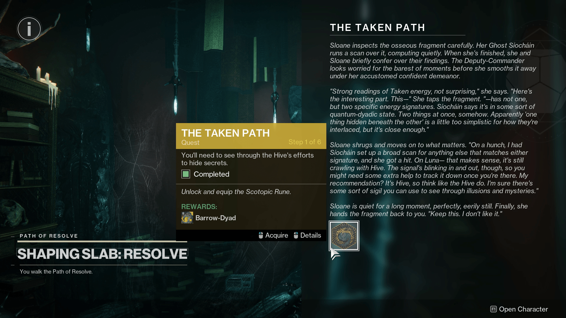 A Guardian picks up ‘The Taken Path’ Exotic quest in Destiny 2