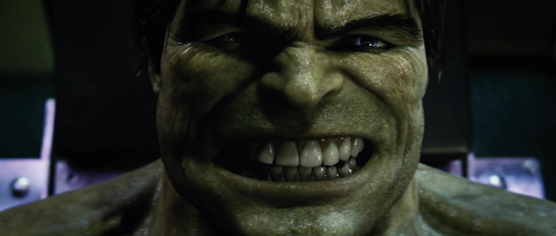 Hulk does a big sweaty smile in The Incredible Hulk