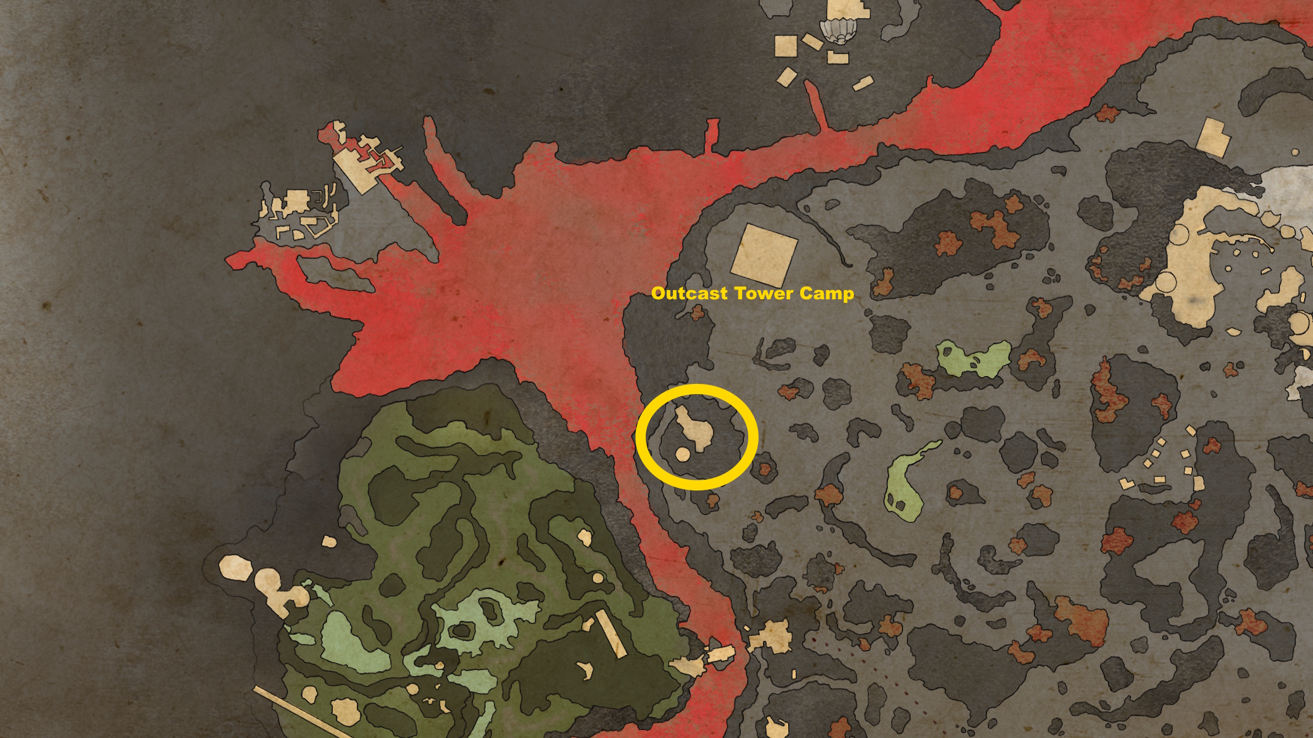 A map image showing where to find the My Loyal Shield treasure in Avowed