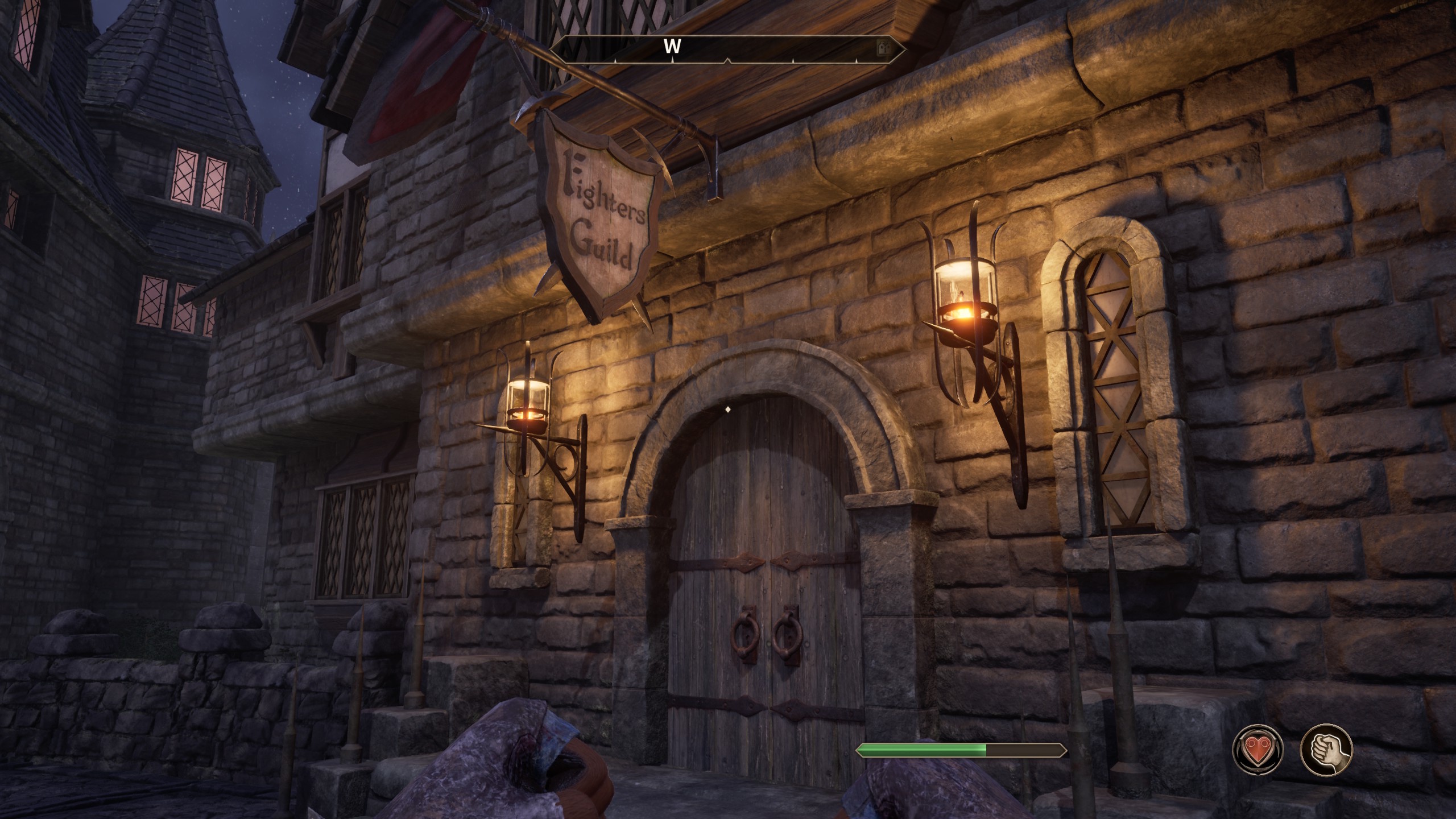 Fighters guild sign over a in Oblivion Remastered