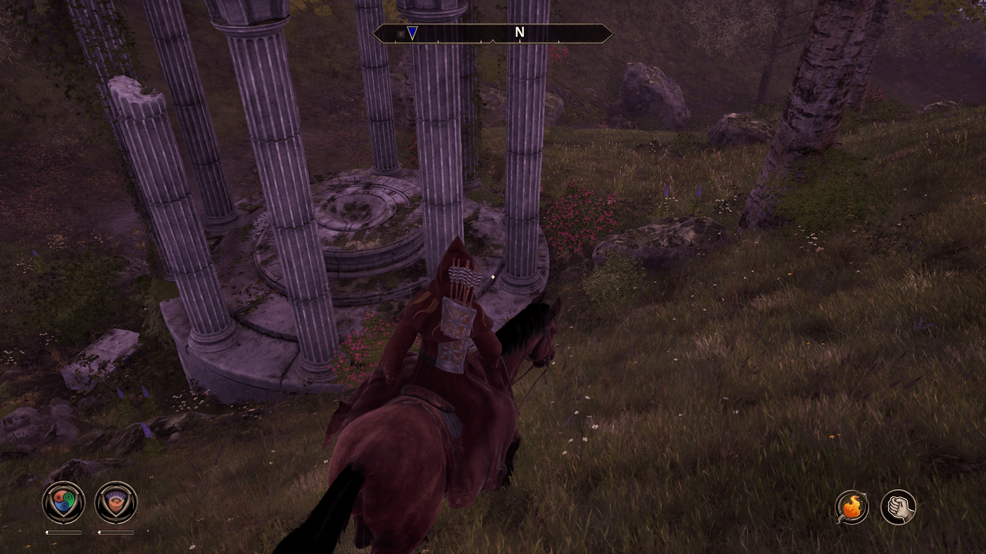 An Oblivion Remastered player stands near a wayshrine during Pilgrimage