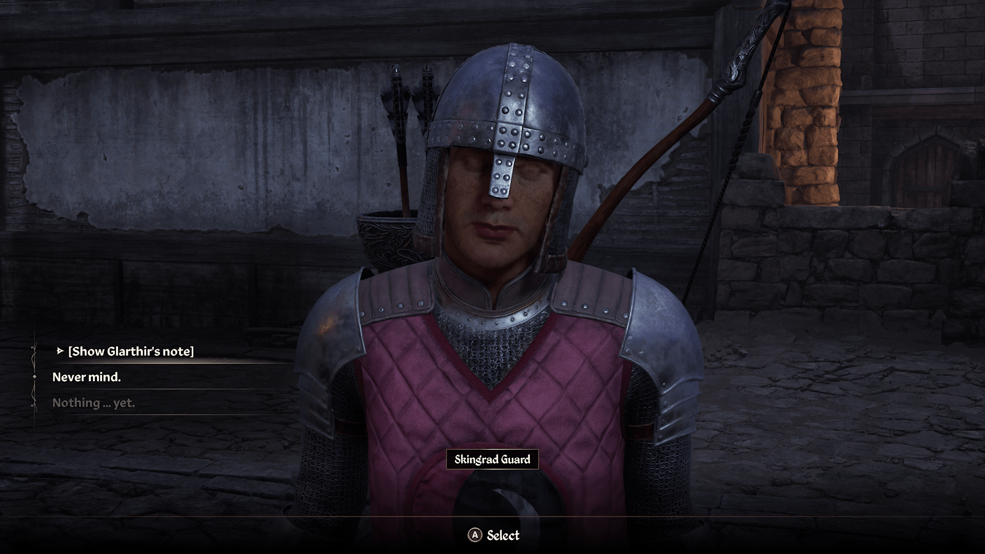 A Guard reads Glarthirs notes in Paranoia in Oblivion Remastered