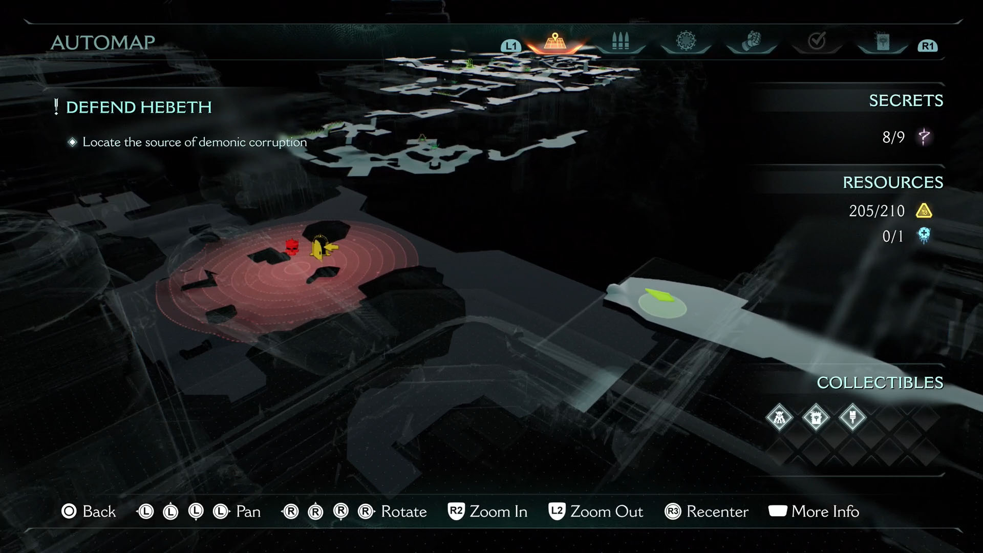 The Doom The Dark Ages map shows collectibles and secrets