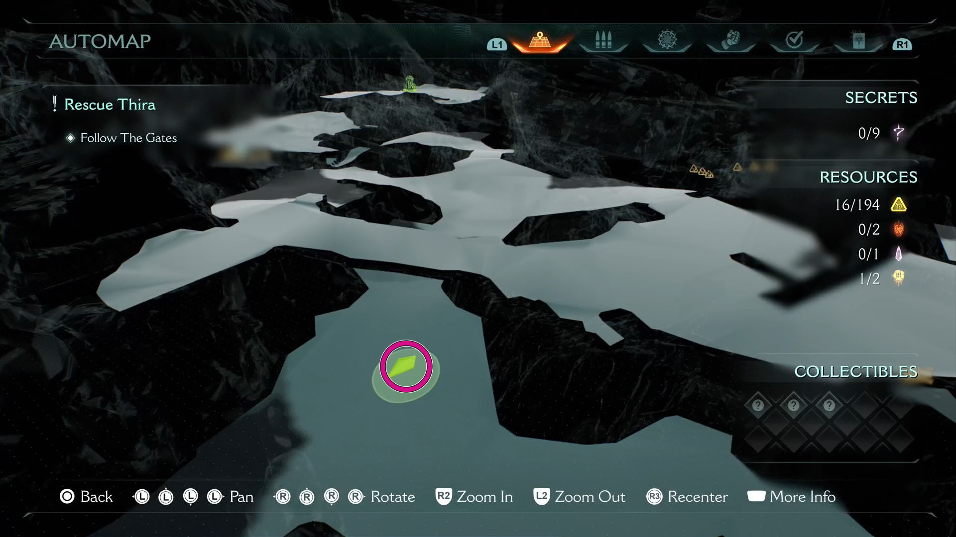A Doom: The Dark Ages screenshot showing on the map the location of Chapter 17’s leader. 