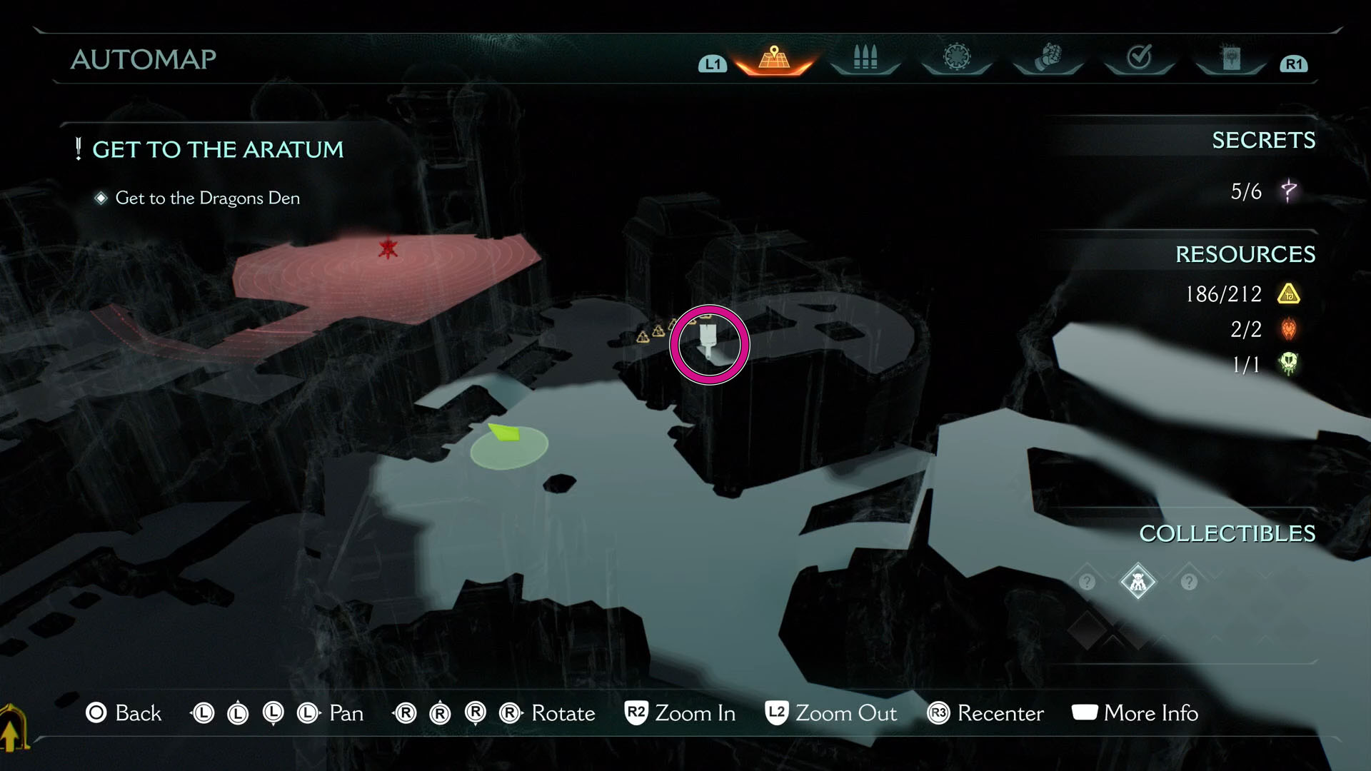 Imagem showing part of Chapter 4 in Doom: The Dark Ages. There is an icon of a brush surrounded by a pink circle indicating where the Nightmare skin is located.