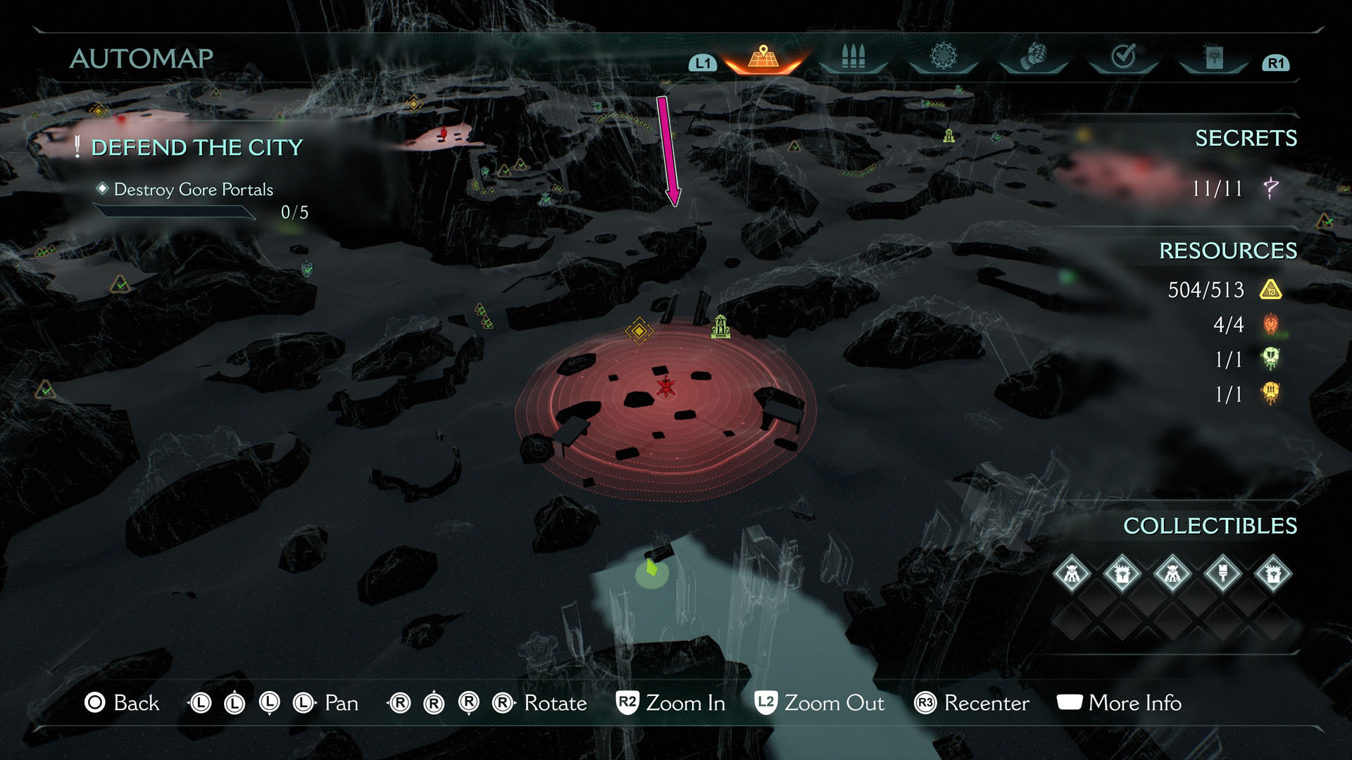 A screenshot of Doom: The Dark Ages showing the location where you can find the Purple Key in Chapter 6.