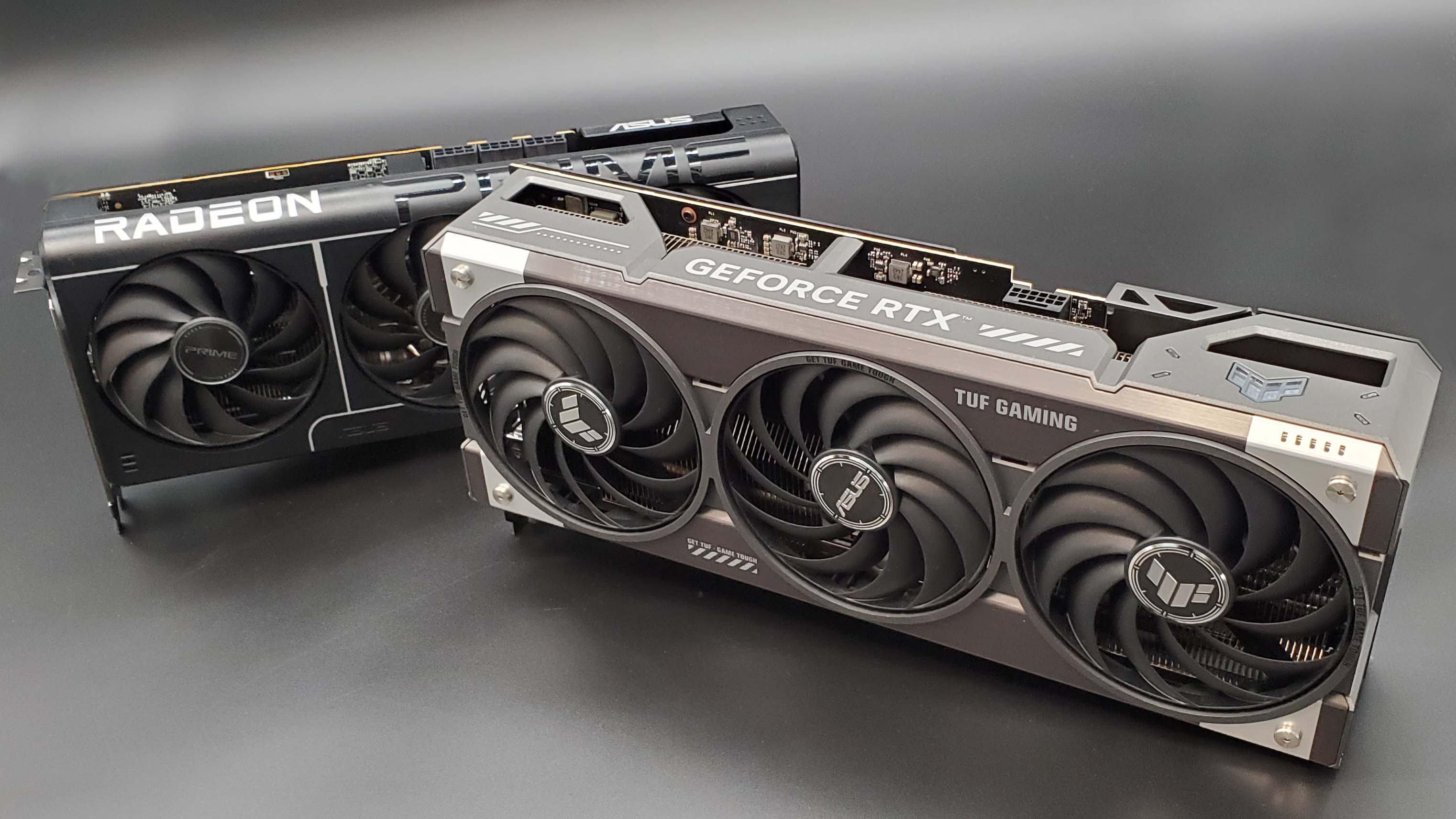 AMD RX 9070 XT and Nvidia RTX 5070 Ti graphics cards from Asus