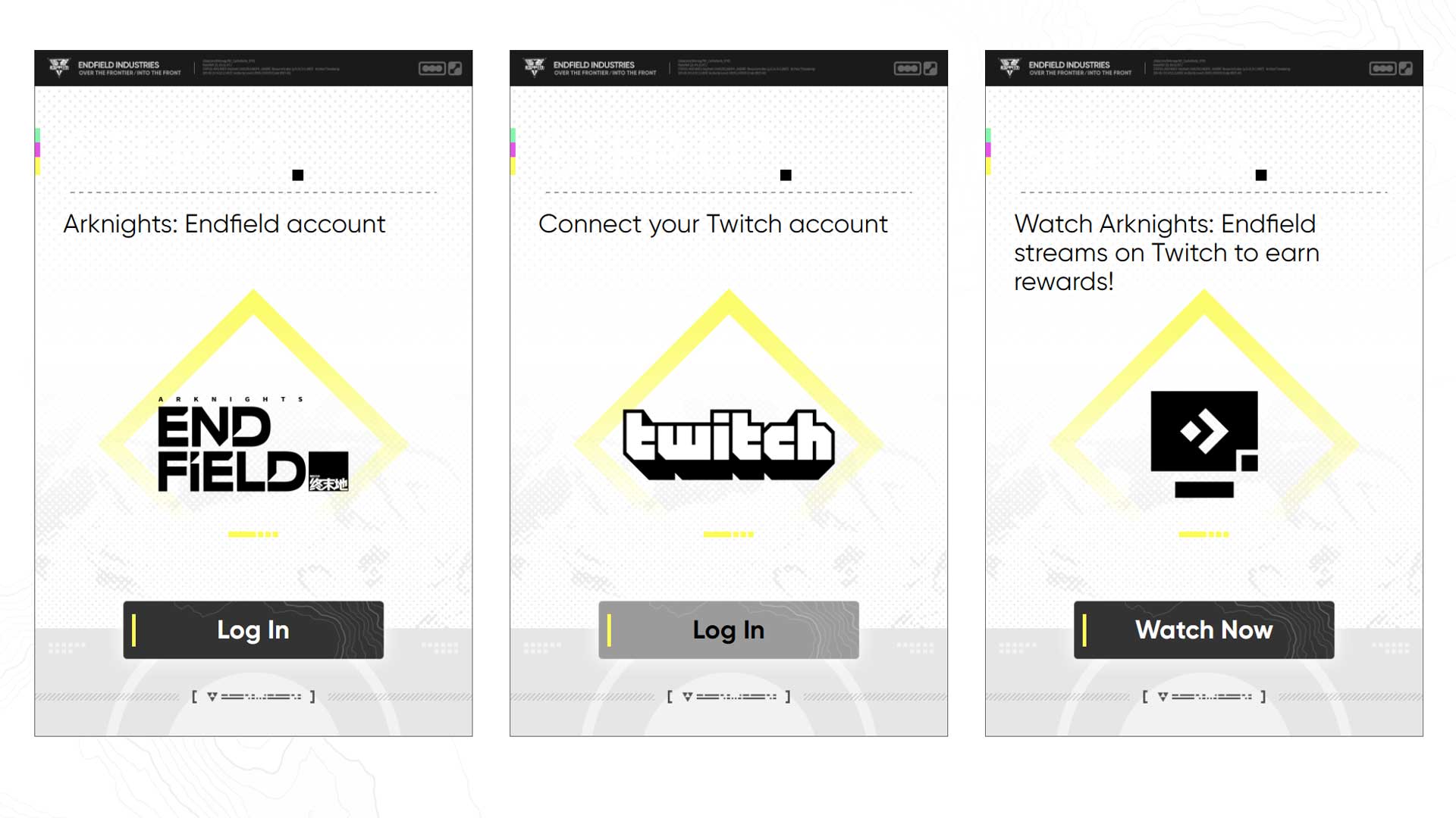 Arknights: Endfield game and Twitch account screen without the "Switch Character" option