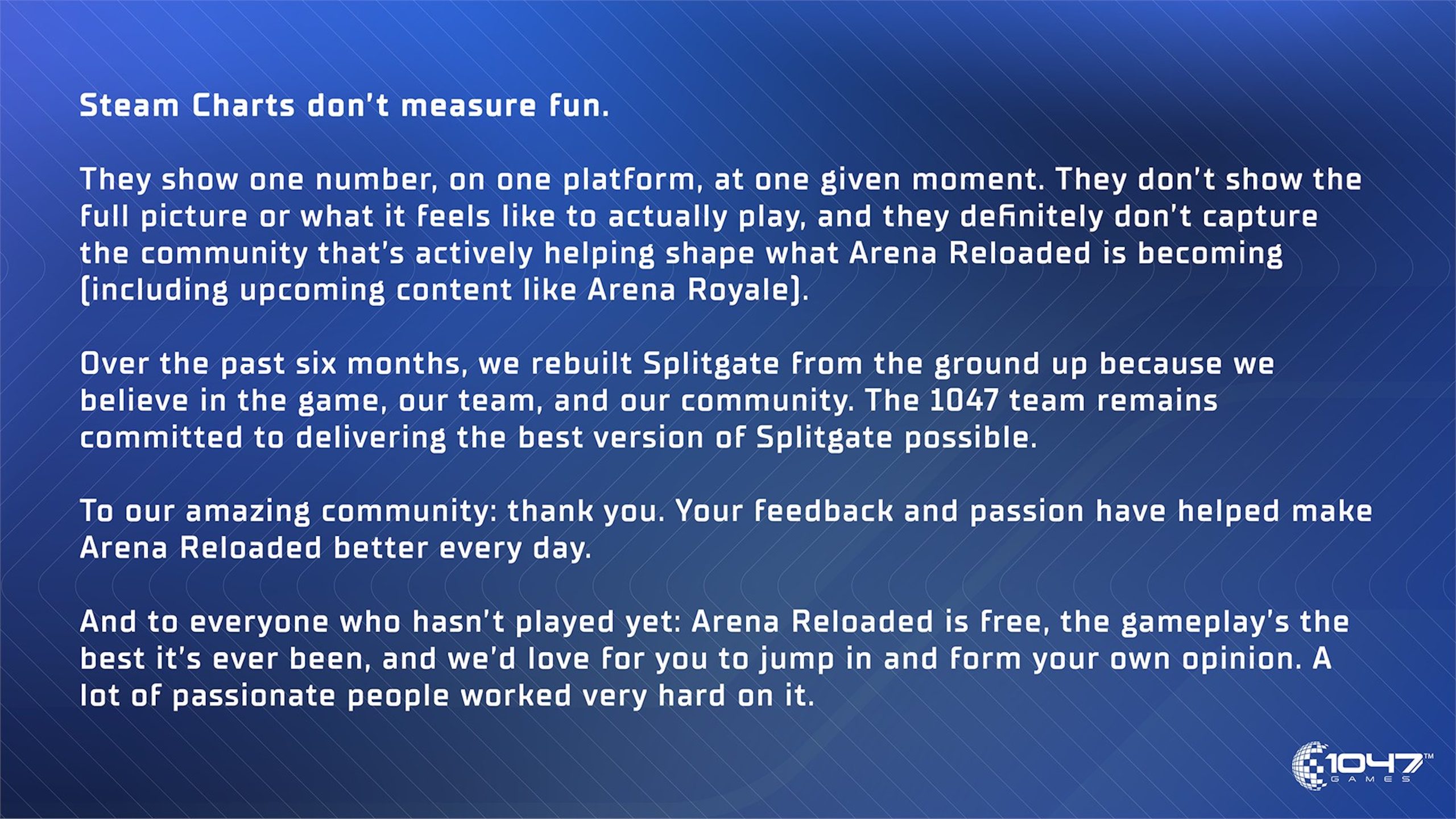 ‘Steam Charts don’t measure fun,’ Splitgate: Arena Reloaded studio says in response to worries about declining player numbers: ‘They don’t show the full picture’