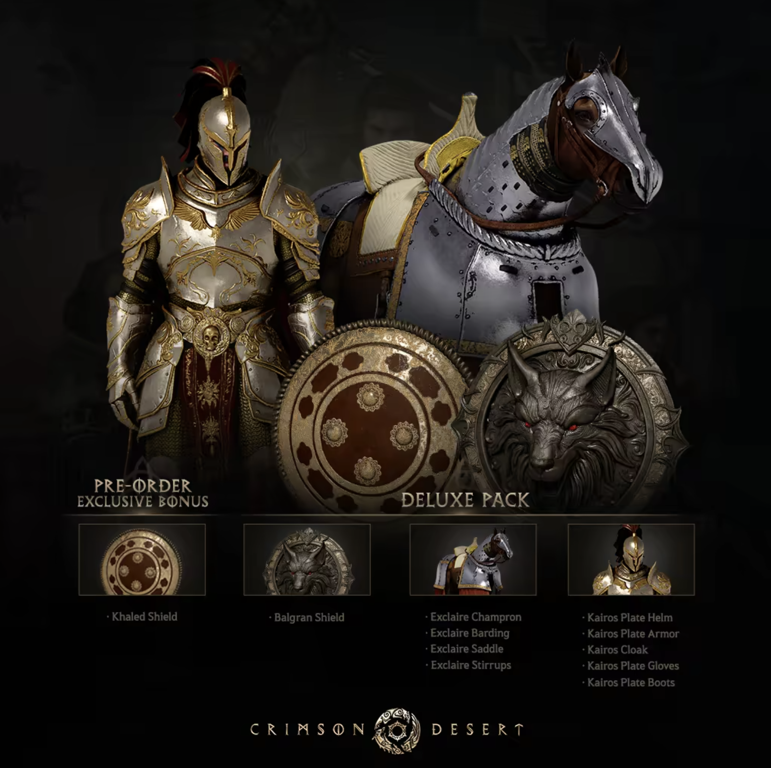 Crimson Desert image showing what's included with the deluxe pack