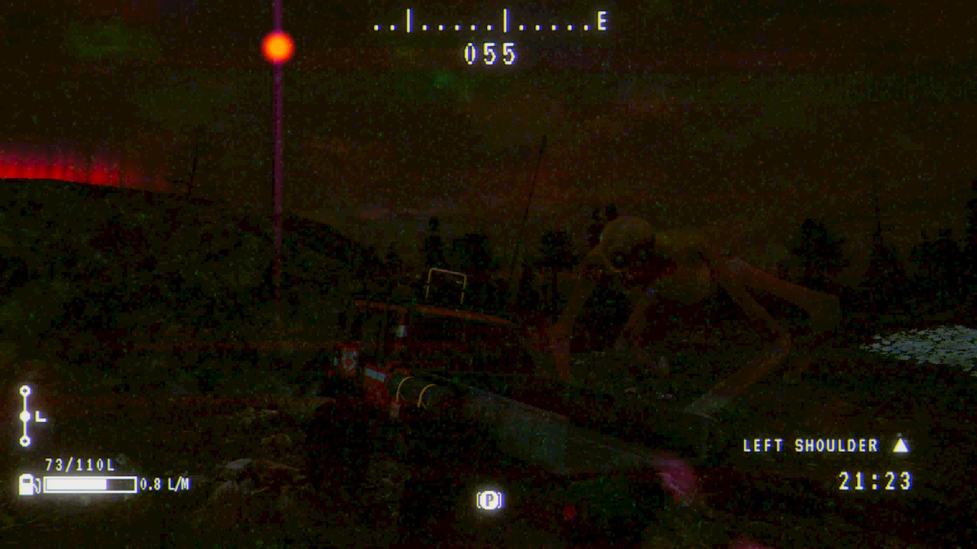 A truck about to be brutalized by a giant, crawling nightmare creature in Prospice: Anomalous Logistics.